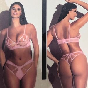 NWOT Pink Vinyl Strappy Lingerie Set